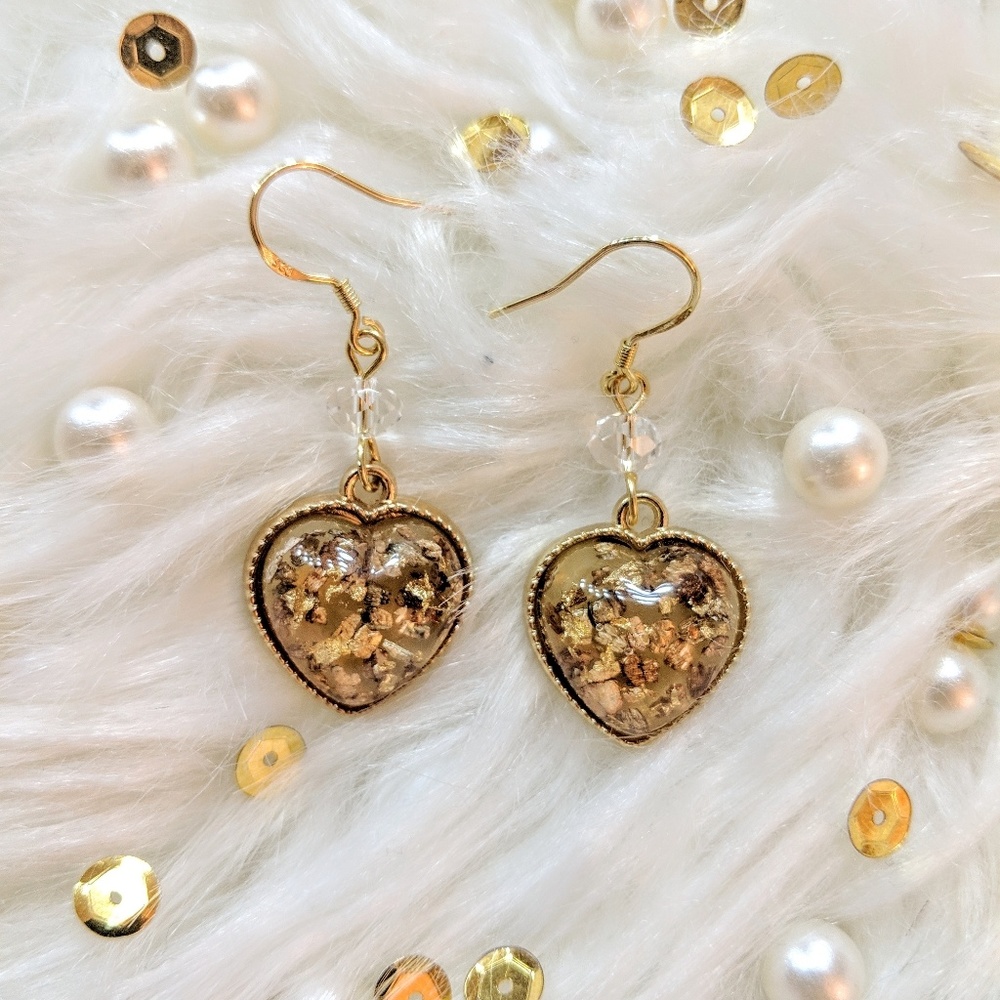 Golden Heart with Gold Pieces Earrings❤️BOUTIQUE❤️